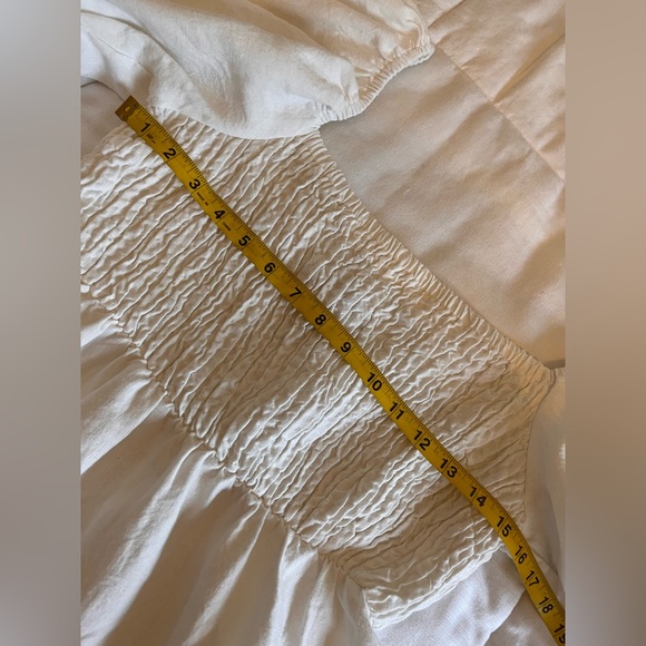 Tuckernuck 100% Linen Annie Smocked Dress Large Cream Puff Sleeve Mini Bridal - Picture 10 of 12